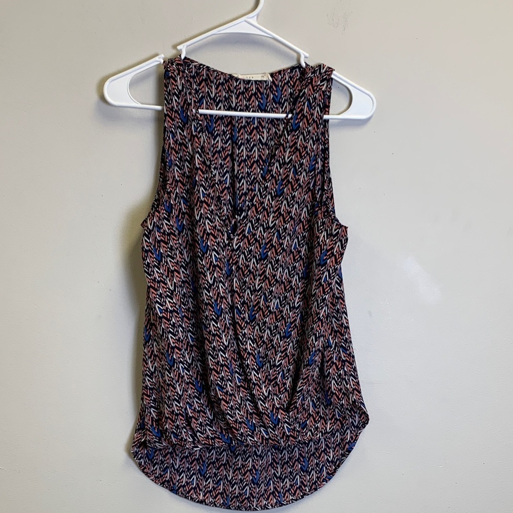 Lush Multicolor Patterned Sleeveless Blouse